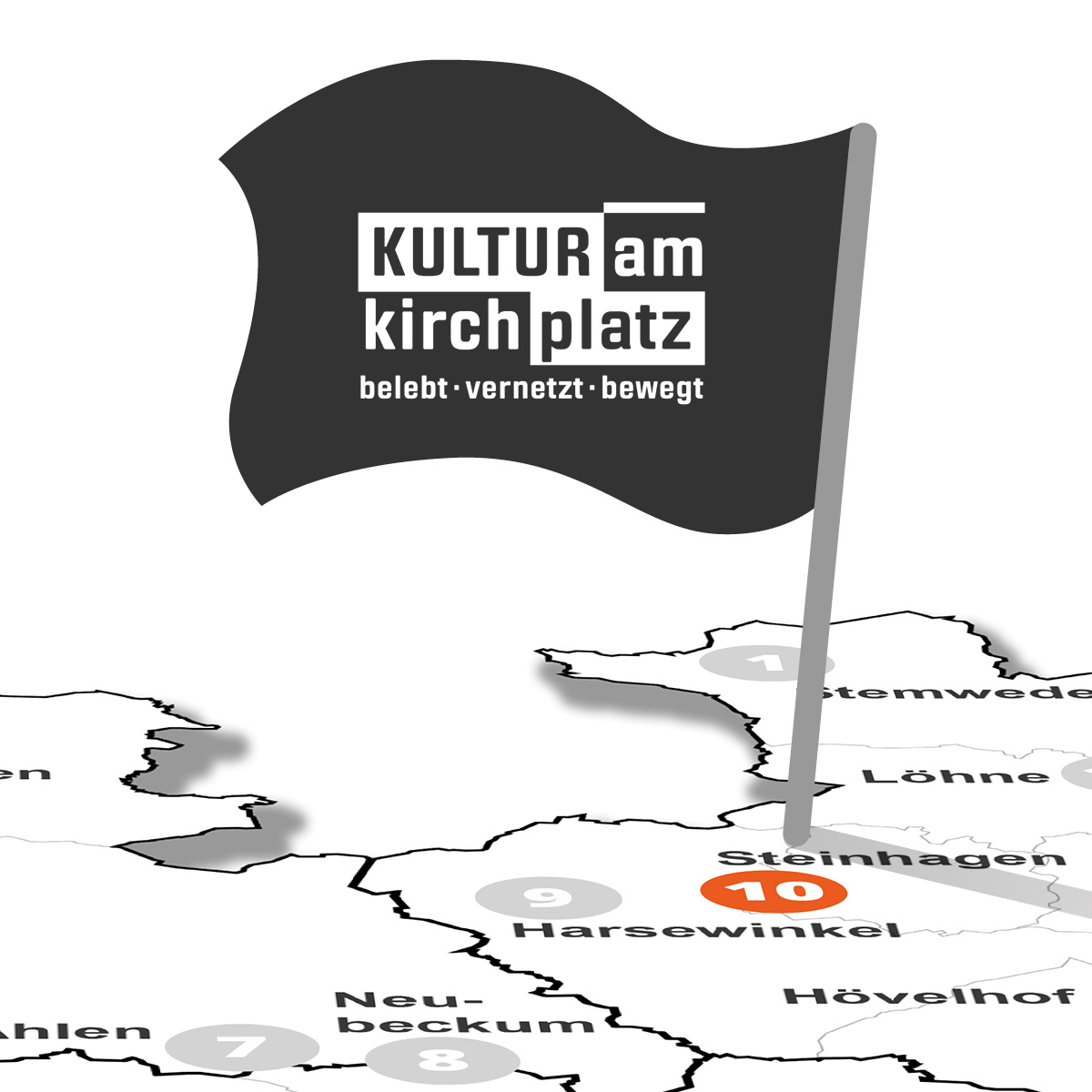 Landkarte-mit-Fahne-10-Steinhagen Wasserschloss Reelkirchen