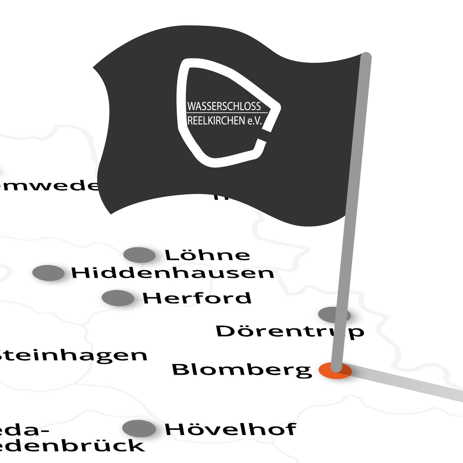 2025-Landkarte-mit-Fahne-Blomberg Wasserschloss Reelkirchen