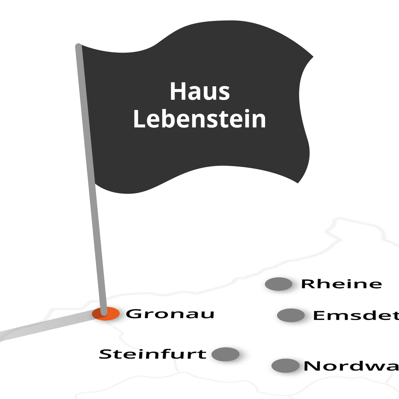 2025-Landkarte-mit-Fahne-Gronau Wasserschloss Reelkirchen