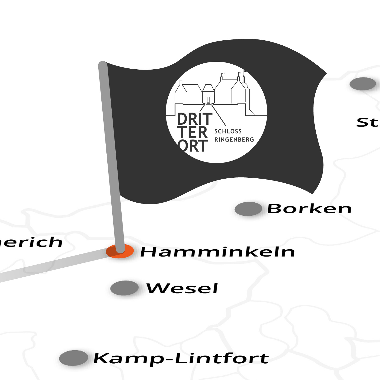 2025-Landkarte-mit-Fahne-Hamminkeln Wasserschloss Reelkirchen