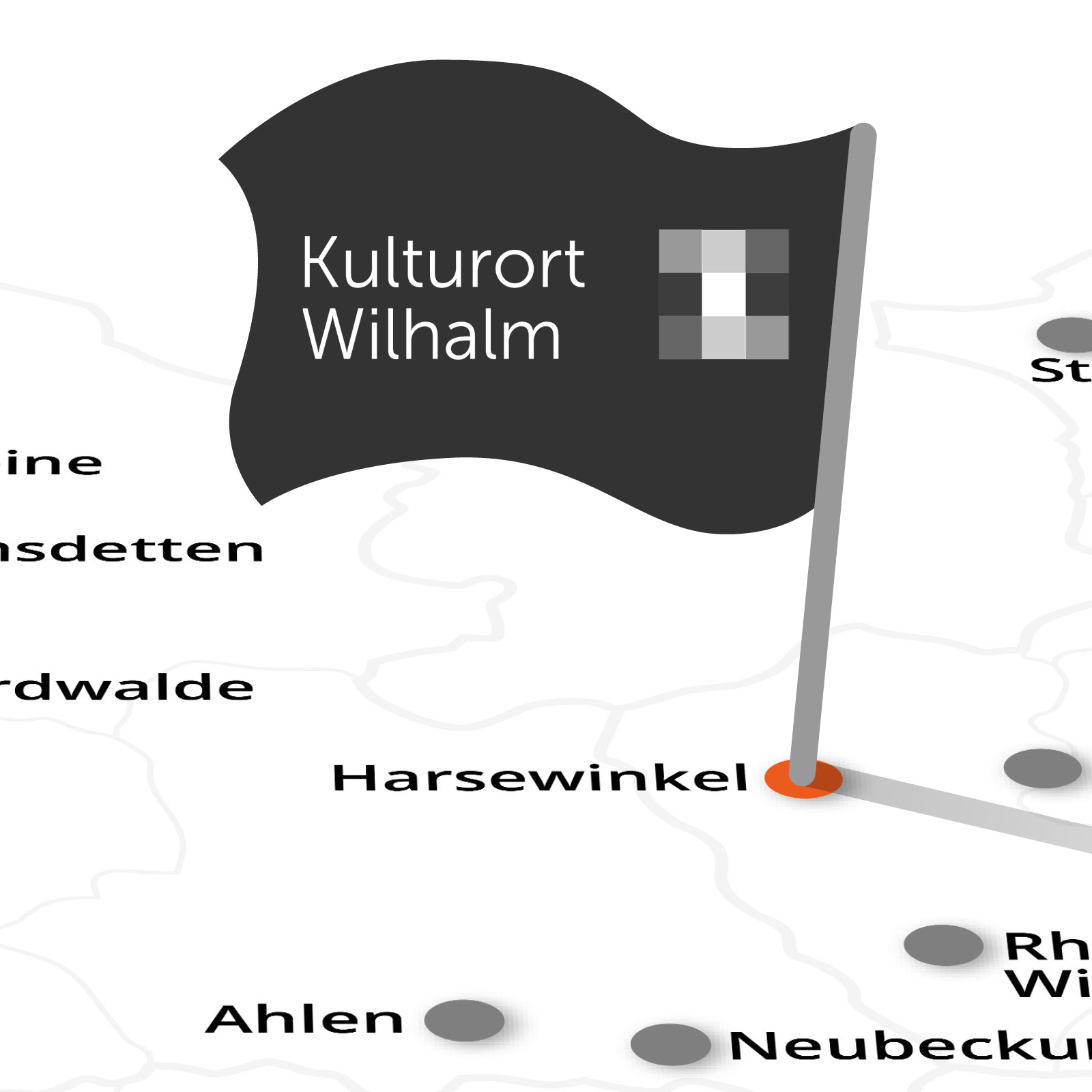 2025-Landkarte-mit-Fahne-Harsewinkel Wasserschloss Reelkirchen