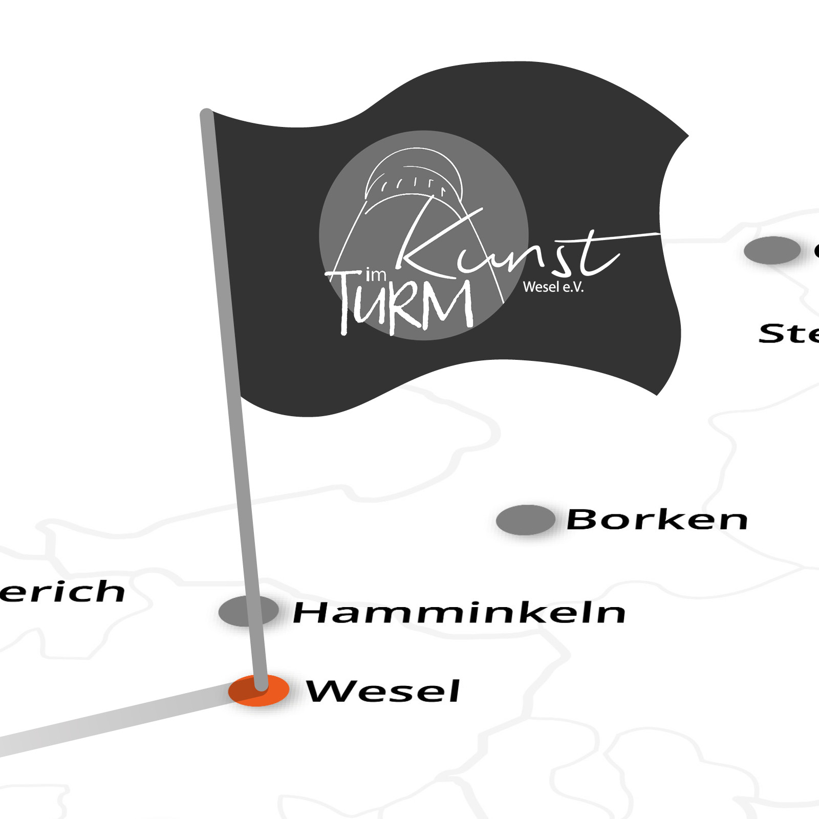 2025-Landkarte-mit-Fahne-Wesel Wasserschloss Reelkirchen