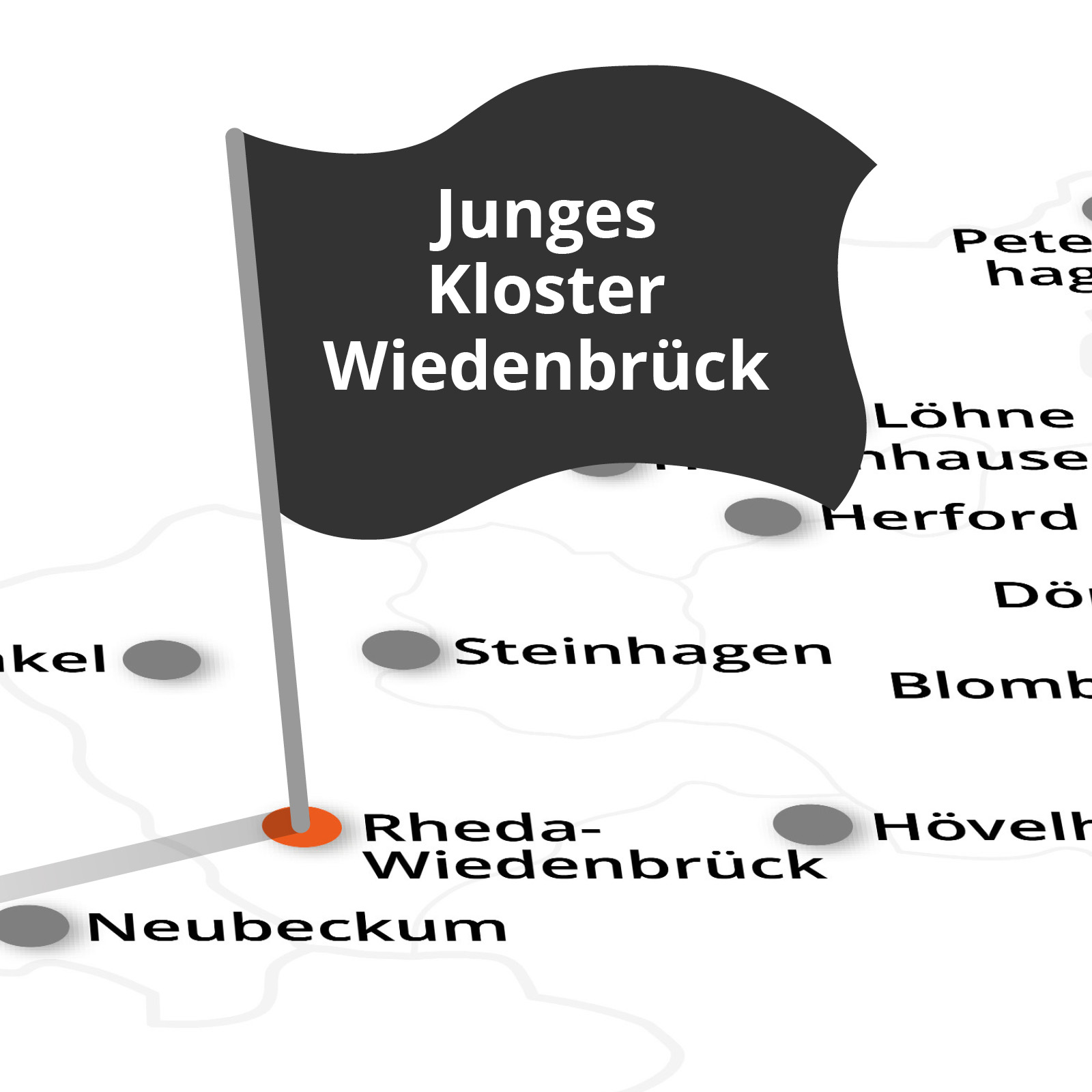 2025-Landkarte-mit-Fahne-Rheda-Wiedenbrueck Wasserschloss Reelkirchen