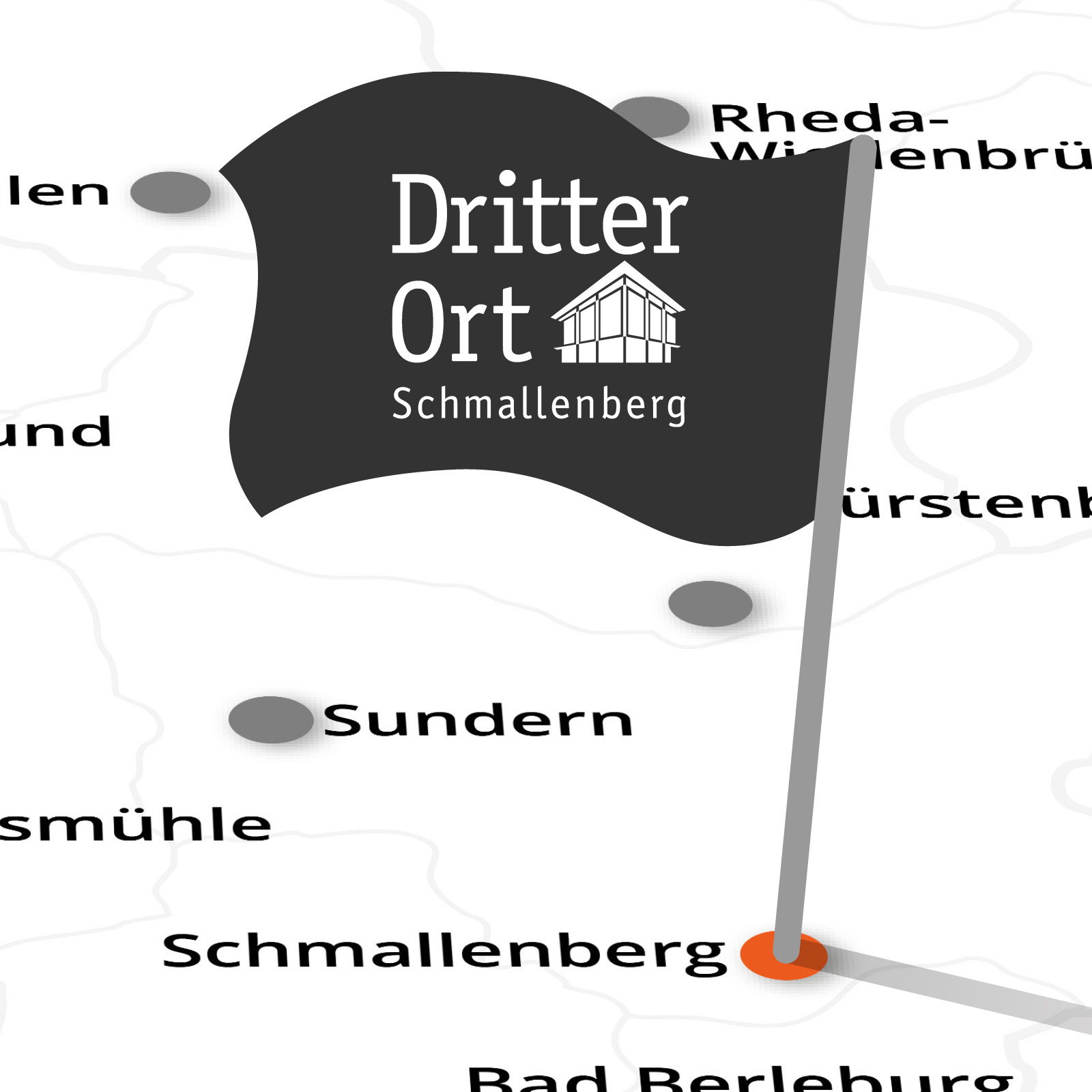 2025-Landkarte-mit-Fahne-Schmallenberg Wasserschloss Reelkirchen